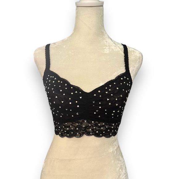 ✨Limited Edition✨ Victoria’s Secret PINK 💎Rhinestone Black Lace Bralette - Picture 2 of 8